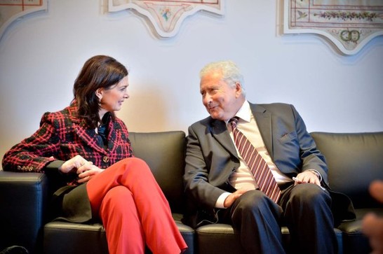 La Presidente della Camera dei deputati, Laura Boldrini, a colloquio con il Presidente dell'UCEI, Renzo Gattegna