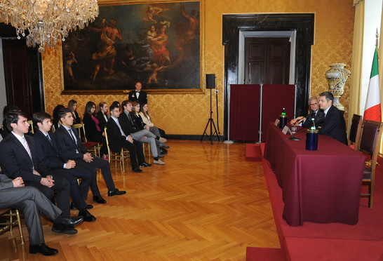 Il Vice Presidente della Camera dei deputati, Simone Baldelli, riceve gli Alfieri del Lavoro 2013