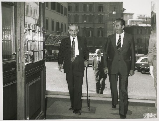 Il procuratore generale della Corte di Cassazione Ubaldo Boccia giunge a Montecitorio e viene ricevuto dal presidente della Camera dei Deputati Pietro Ingrao