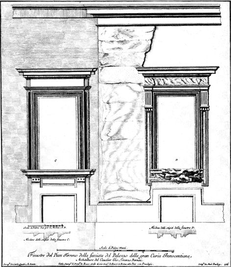 Finestre del Pian Terreno della facciata del Palazzo della gran Curia Innocentiuna