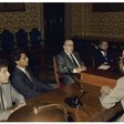 Il Vicepresidente della Camera dei Deputati Gerardo Bianco riceve una delegazione libica nella Sala della Lupa; segue incontro con la Commissione Esteri presieduta da Flaminio Piccoli