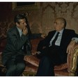 Il Presidente del Senato Giovanni Spadolini incontra il neoeletto Presidente della Camera dei deputati Giorgio Napolitano