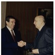 Il Presidente della Camera dei deputati Giorgio Napolitano riceve il nuovo Segretario del P.S.I. Giorgio Benvenuto