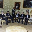 Il Presidente della Camera dei deputati, Pier Ferdinando Casini, riceve i vincitori del Premio Internazionale 'Alexander Langer 2001', Sami Adwan e Dan Bar