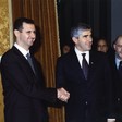 Il Presidente della Camera dei deputati, Pier Ferdinando Casini, saluta il Presidente della Repubblica della Siria, Bashar Al Assad