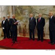 Il Presidente della Camera dei deputati, Fausto Bertinotti, comunica l'esito della votazione al neo eletto Presidente della Repubblica, Giorgio Napolitano