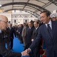 Il Presidente della Camera dei deputati, Gianfranco Fini, saluta il Presidente della Repubblica, Giorgio Napolitano