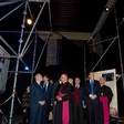 Il Presidente della Camera dei deputati, Gianfranco Fini, all'inaugurazione della mostra 'L'Aquilal'arte ferita delle Chiese del centro storico a Montecitorio'
