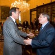 Il Presidente della Camera dei deputati Gianfranco Fini con l'Ambasciatore di Israele Gideon Meir.