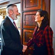La Presidente della Camera dei deputati, Laura Boldrini, saluta il Rabbino capo di Roma, Riccardo Di Segni