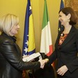 La Presidente della Camera dei deputati, Laura Boldrini saluta la Presidente della Camera dei Rappresentanti della Bosnia-Erzegovina, Borijana Kristo