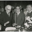 Il Presidente della Camera dei deputati Alessandro Pertini incontra la Stampa parlamentare nel corso della tradizionale Cerimonia del Ventaglio