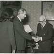 Il presidente della Camera dei Deputati Alessandro Pertini riceve il presidente dell'Assemblea dell'Unione Europea Occidentale, John Peel