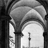 Veduta del Cortile della Curia Innocenziana, nella Piazza di Monte Citorio, col progetto di innalzarvi la Colonna ivi sdraiata